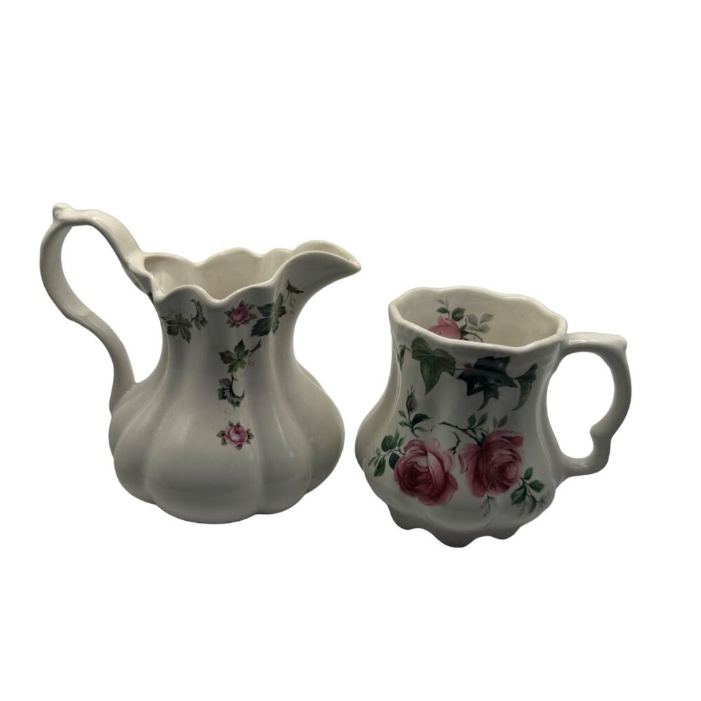 Vintage Crownford Floral Pitcher & Mug Set Made In England